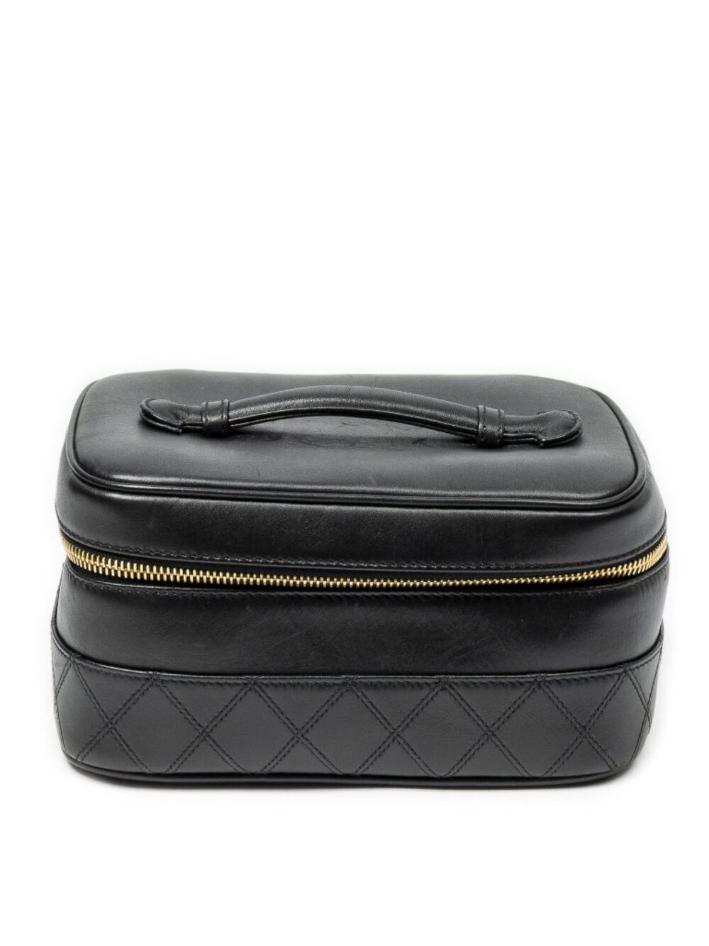 Chanel Vintage Vanity Case Black Quilted Lambskin Leather